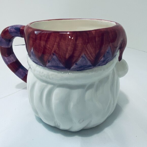 NEW VNTG 3-D SANTA FACE GALERIE AU CHOCOLAT MUG, RED, WHITE, PURPLE - UNUSED - Picture 3 of 7